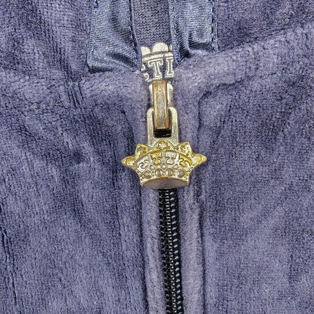 Arizona Jean Company Hoodie Girls 10/12 Blue Velour Full Zip Rhinestone Crown